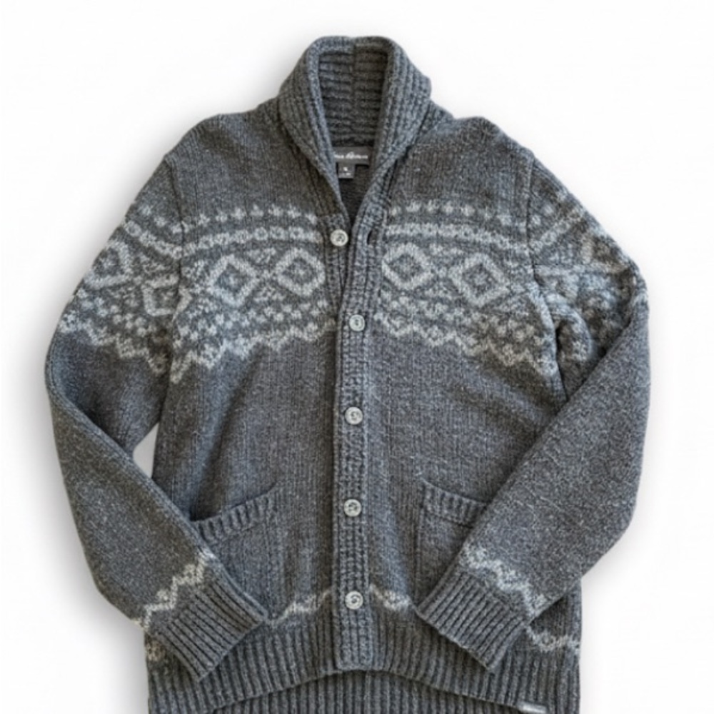 Eddie Bauer Charcoal Nordic Knit Cardigan